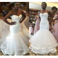 2017 Sweetheart Appliques Beaded Ruffles African Plus Size Mermaid Wedding Dresses WW1423